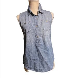 Feed USA + Target | EUC Women’s Sleeveless Denim Chambray Utility Shirt Small